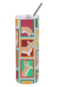 Lots of Fawn Cardigan Corgi Stainless Steel Skinny Tumbler Vacuum Double Walled Reusable Insulated Tumbler Travel Cup for Coffee Cocktails Gift with L