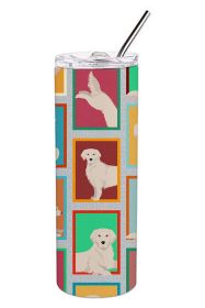 Lots of Cream Golden Retriever Stainless Steel Skinny Tumbler Vacuum Double Walled Reusable Insulated Tumbler Travel Cup for Coffee Cocktails Gift wit