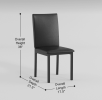 Metal Frame 5pc Dining Set Black Faux Marble Table and 4x Side Chairs Faux Leather Upholstery Casual Kitchen Furniture Set