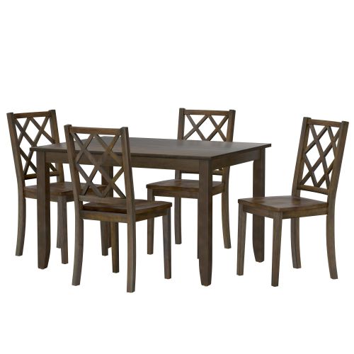 Wallace & Bay Velvety Brown 5 Piece Dining Table Set