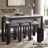 Necalli Marble Top & Weathered Espresso Finish 4PC Pack Counter Height Table Set