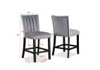 6-Piece Contemporary Counter Height Dining Set Square Faux Marble Table Tope Black Finish Upholstered Chairs Bench Channel Tufting Wooden Solid Wood D