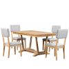 TOPMAX Rustic 5-piece Dining Table Set with 4 Upholstered Chairs, 59-inch Rectangular Dining Table with Trestle Table Base, Naural