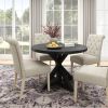 Banff 5-piece Dining Set, Cross-Buck Round Table with 4 Tufted Chairs, TAN