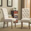 Banff 5-piece Dining Set, Cross-Buck Round Table with 4 Tufted Chairs, TAN