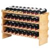 VEVOR 36 Bottle Stackable Modular Wine Rack Bamboo Wood Display Shelf 4-Tier