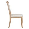 TREXM 5-Piece Retro Dining Set, Round Table with Pedestal Table Base and 4 Upholstered Chairs for Dining Room and Kitchen (Natural Wood Wash)