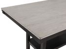 5-Piece Farmhouse Counter Height Dining Set Rectangular Table Light Gray Black Finish Upholstered Chairs Wooden Solid Wood Dining Room Kitchen Furnitu