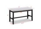 6-Piece Farmhouse Counter Height Dining Set Rectangular Table Light Gray Black Finish Upholstered Chairs Bench Wooden Solid Wood Dining Room Kitchen F