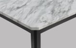 6-Piece Contemporary Dining Set Rectangular Faux Marble Table Top Black Finish Upholstered Chairs Bench Channel Tufting Wooden Solid Wood Dining Room