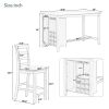 TREXM 5-Piece Multi-Functional Rubber Wood Counter Height Dining Set with Padded Chairs and Integrated 9 Bar Wine Compartment