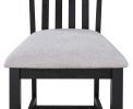 5-Piece Farmhouse Counter Height Dining Set Rectangular Table Light Gray Black Finish Upholstered Chairs Wooden Solid Wood Dining Room Kitchen Furnitu