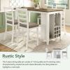 TREXM 5-Piece Multi-Functional Rubber Wood Counter Height Dining Set with Padded Chairs and Integrated 9 Bar Wine Compartment