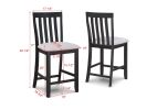 6-Piece Farmhouse Counter Height Dining Set Rectangular Table Light Gray Black Finish Upholstered Chairs Bench Wooden Solid Wood Dining Room Kitchen F