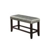 Dining Room Furniture 6pc Counter Height Dining Set Dining Table w Storage 4x High Chairs 1x Bench Silver Faux Leather Tufted Seats Faux Marble Table