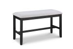 6-Piece Farmhouse Counter Height Dining Set Rectangular Table Light Gray Black Finish Upholstered Chairs Bench Wooden Solid Wood Dining Room Kitchen F