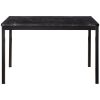 Metal Frame 5pc Dining Set Black Faux Marble Table and 4x Side Chairs Faux Leather Upholstery Casual Kitchen Furniture Set