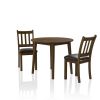 Cozy 3pc Dining Set Round Dining Table And 2x Side Chairs Walnut, Dark Brown Transitional Solid wood Dining Room Furniture Leatherette Padded Seat