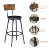 Long Bar Table Set with 3 PU Upholstered Bar Stools, Industrial Bar Table and Chairs for Kitchen Breakfast Table, Living Room, Banquet Hall