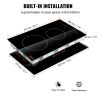 VEVOR Built in Electric Stove Top, 20 x 11.6 inch 2 Burners, 110V Glass Radiant Cooktop with Sensor Touch Control, Timer & Child Lock Included