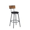 Long Bar Table Set with 3 PU Upholstered Bar Stools, Industrial Bar Table and Chairs for Kitchen Breakfast Table, Living Room, Banquet Hall