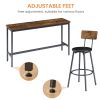 Long Bar Table Set with 3 PU Upholstered Bar Stools, Industrial Bar Table and Chairs for Kitchen Breakfast Table, Living Room, Banquet Hall