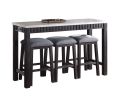Necalli Marble Top & Weathered Espresso Finish 4PC Pack Counter Height Table Set