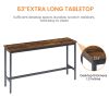 Long Bar Table Set with 3 PU Upholstered Bar Stools, Industrial Bar Table and Chairs for Kitchen Breakfast Table, Living Room, Banquet Hall