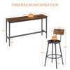 Long Bar Table Set with 3 PU Upholstered Bar Stools, Industrial Bar Table and Chairs for Kitchen Breakfast Table, Living Room, Banquet Hall