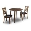 Cozy 3pc Dining Set Round Dining Table And 2x Side Chairs Walnut, Dark Brown Transitional Solid wood Dining Room Furniture Leatherette Padded Seat