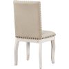 TREXM 5-Piece Farmhouse Dining Table Set Wood Round Extendable Dining Table and 4 Upholstered Dining Chairs (Oak Natural Wood + Antique White)