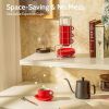 Sweese 4 Ounce Porcelain Stackable Espresso Cups With Saucers And Metal Stand Set Of 4, Red