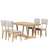 TOPMAX Rustic 5-piece Dining Table Set with 4 Upholstered Chairs, 59-inch Rectangular Dining Table with Trestle Table Base, Naural