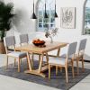 TOPMAX Rustic 5-piece Dining Table Set with 4 Upholstered Chairs, 59-inch Rectangular Dining Table with Trestle Table Base, Naural