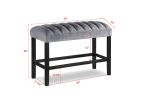 6-Piece Contemporary Counter Height Dining Set Square Faux Marble Table Tope Black Finish Upholstered Chairs Bench Channel Tufting Wooden Solid Wood D