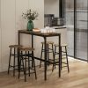 HOMCOM Bar Table Set for 4, Industrial High Top Table with Bar Stools, 5-Piece Small Kitchen Table and Chairs for Pub, Dining Room, Rustic Brown