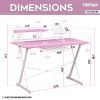 Techni Sport TS-200 Carbon Computer Gaming Desk with Shelving, Pink