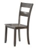 Transitional 7pc Dining Set Rectangular Table Wood Base Ladder Back Chairs Gray Finish Wooden Dining Room Furniture