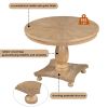 TREXM 5-Piece Retro Dining Set, Round Table with Pedestal Table Base and 4 Upholstered Chairs for Dining Room and Kitchen (Natural Wood Wash)