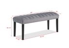 6-Piece Contemporary Dining Set Rectangular Faux Marble Table Top Black Finish Upholstered Chairs Bench Channel Tufting Wooden Solid Wood Dining Room