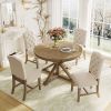 TREXM Functional Furniture Retro Style Dining Table Set with Extendable Table and 4 Upholstered Chairs for Dining Room and Living Room(Natural Wood Wa