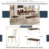 TREXM Classic 6-Piece Dining Set Wooden Table and 4 Chairs with Bench for Kitchen Dining Room (Brown+Cottage White)