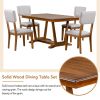 TOPMAX Rustic 5-piece Dining Table Set with 4 Upholstered Chairs, 59-inch Rectangular Dining Table with Trestle Table Base, Walnut