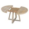 TREXM 5-Piece Retro Functional Dining Set, Round Table with a 16"W Leaf and 4 Upholstered Chairs for Dining Room and Living Room (Natural)