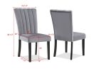 6-Piece Contemporary Dining Set Rectangular Faux Marble Table Top Black Finish Upholstered Chairs Bench Channel Tufting Wooden Solid Wood Dining Room