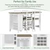 TREXM 5-Piece Multi-Functional Rubber Wood Counter Height Dining Set with Padded Chairs and Integrated 9 Bar Wine Compartment