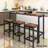 TOPMAX Counter Height Extra Long Dining Table Set with 3 Stools Pub Kitchen Set Side Table with Footrest,Brown