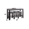 Necalli Marble Top & Weathered Espresso Finish 4PC Pack Counter Height Table Set