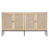 Rattan Cabinet Storage with 4 Magnetic Doors & Adjustable Shelves Natural