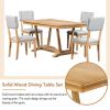 TOPMAX Rustic 5-piece Dining Table Set with 4 Upholstered Chairs, 59-inch Rectangular Dining Table with Trestle Table Base, Naural